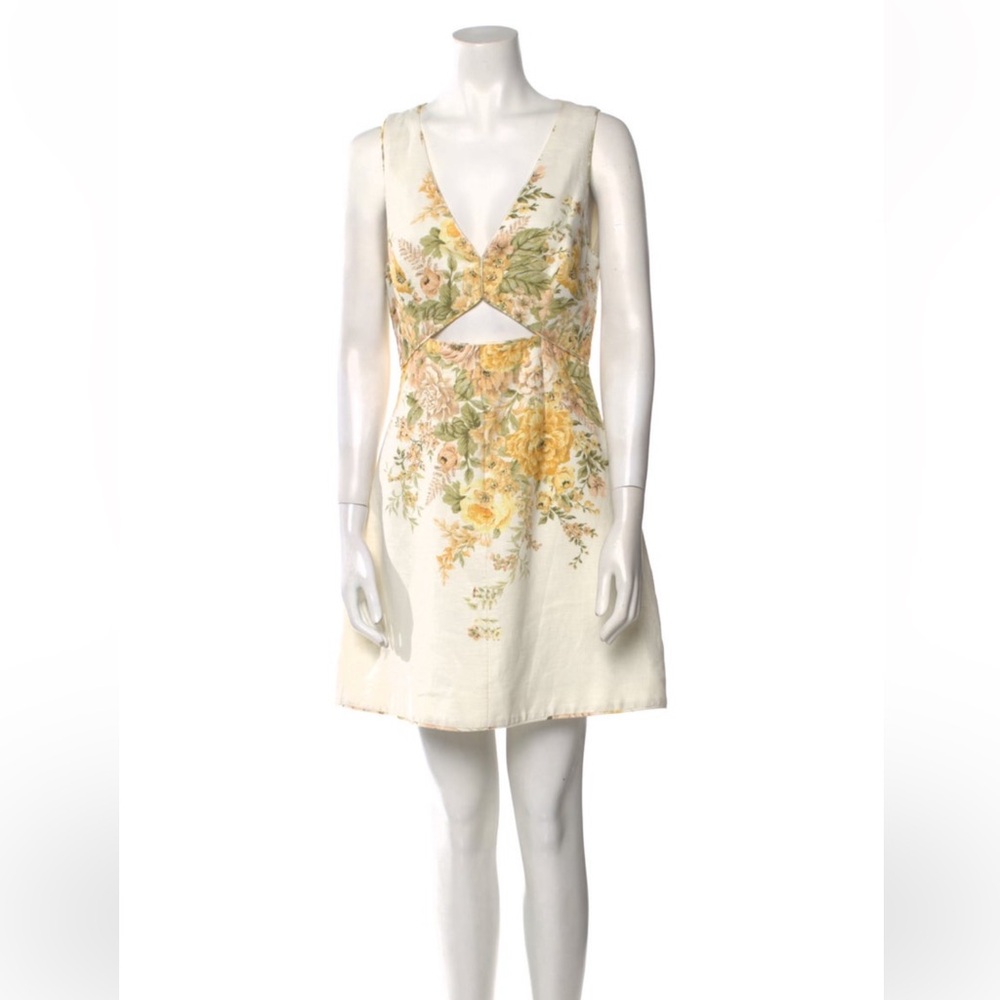 Zimmerman floral cutout linen dress size 3